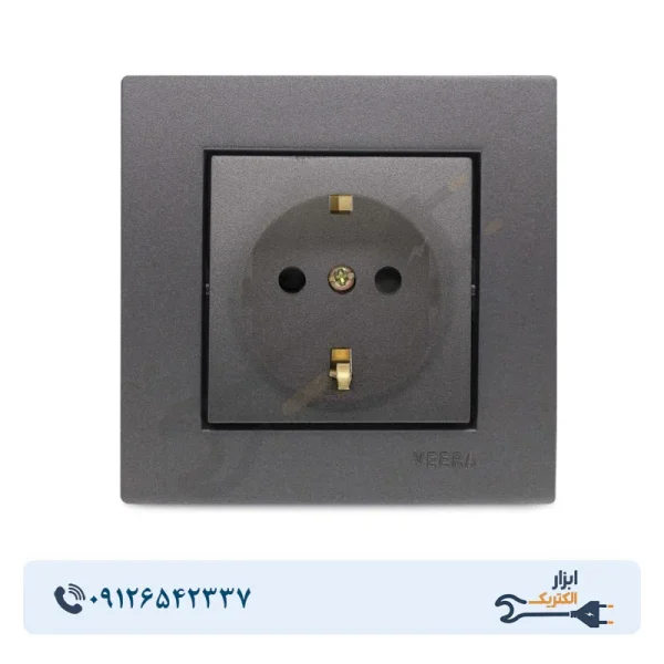 پریز تکی با ارت جانبی مدل ویرا رنگ نوک مدادی - Image 1