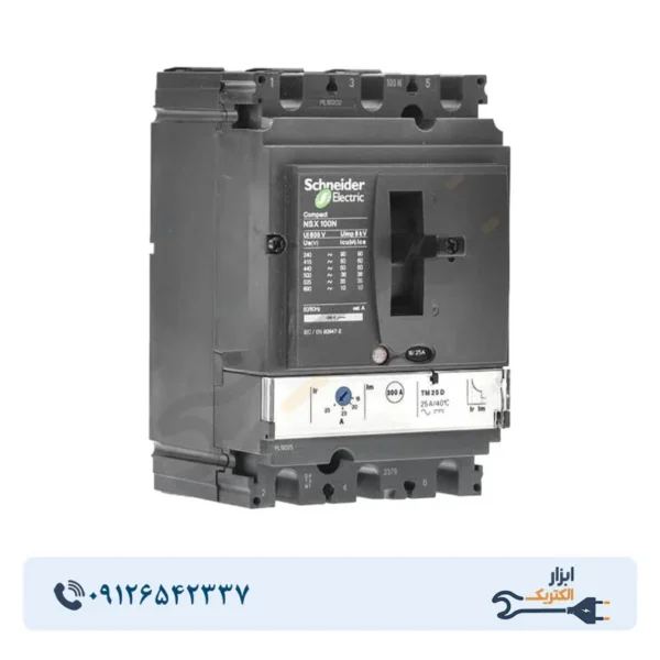 کلید اتوماتیک 25 آمپر اشنایدر سه پل 50kA حفاظت TM-D کد LV429846 - Image 1