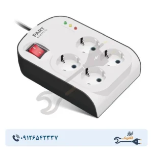 محافظ 4 خانه ارت دار با کلید و کابل 3 متری آنالوگ کامپیوتر پارت الکتریک