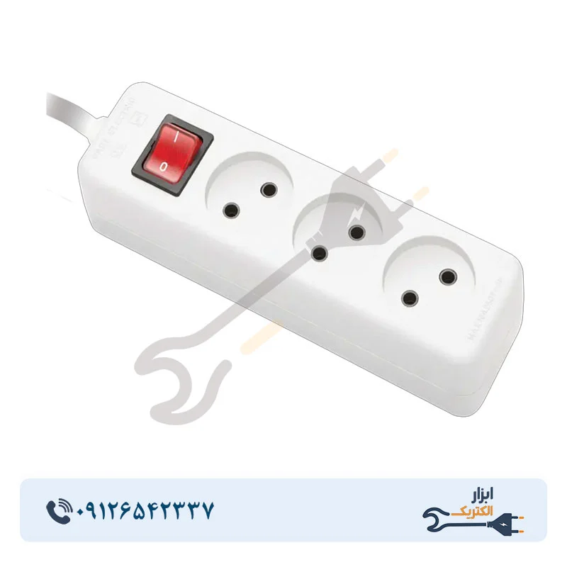 Part Electric 3-Outlet Non-Grounded Extension Socket with Switch and Cable (Shahab Model) چند راهی سه خانه بدون ارت با کلید و کابل 3 متری مدل شهاب پارت الکتریک - تصویر 1